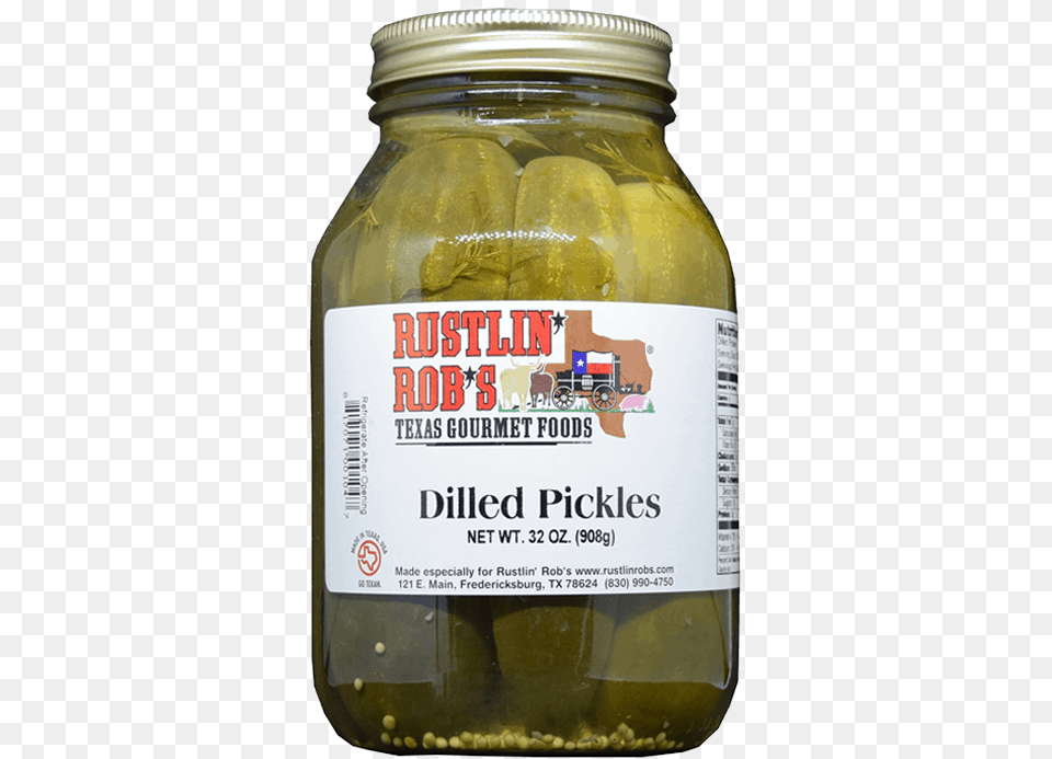 Dilled Pickles Rustlin39 Rob39s Texas Gourmet Foods, Food, Pickle, Relish, Bottle Png Image