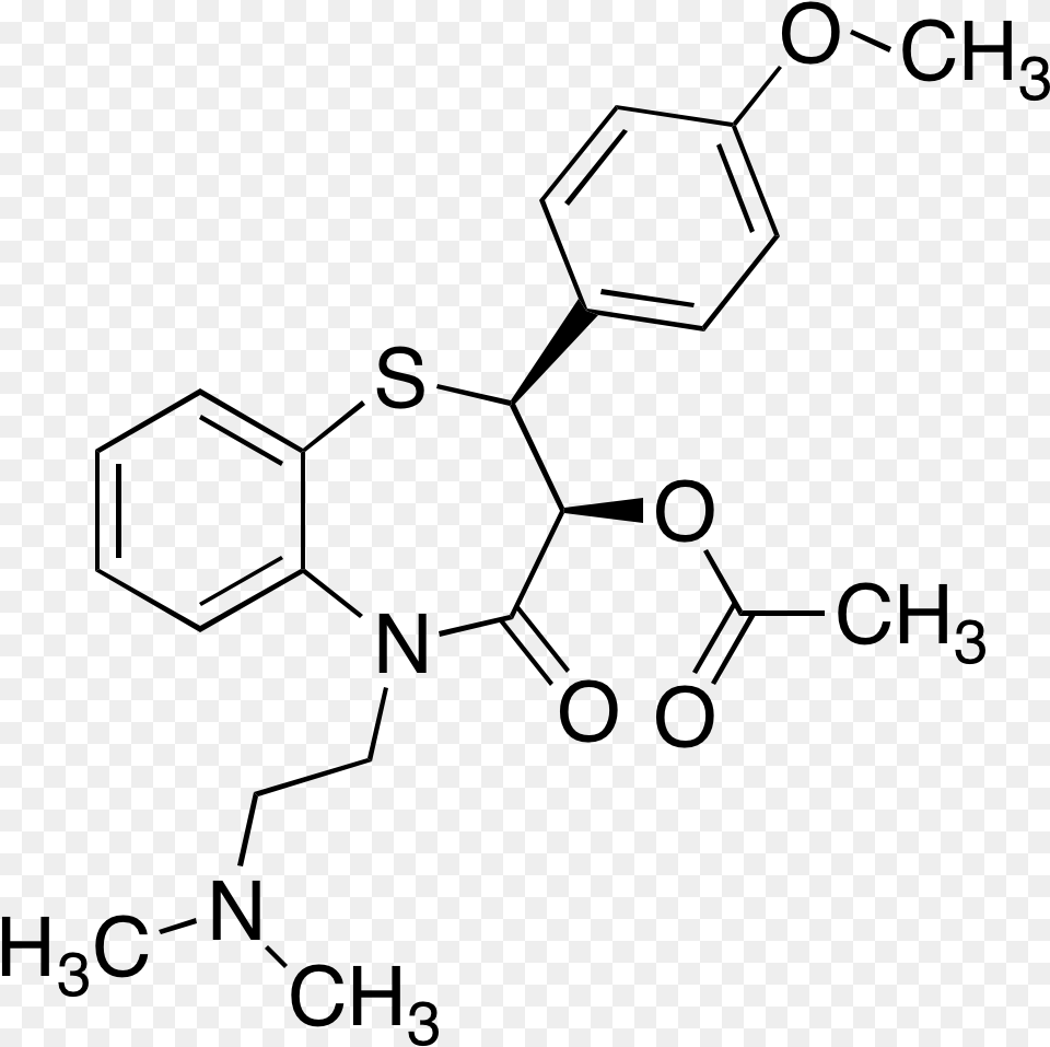 Diltiazem Structure, Gray Png