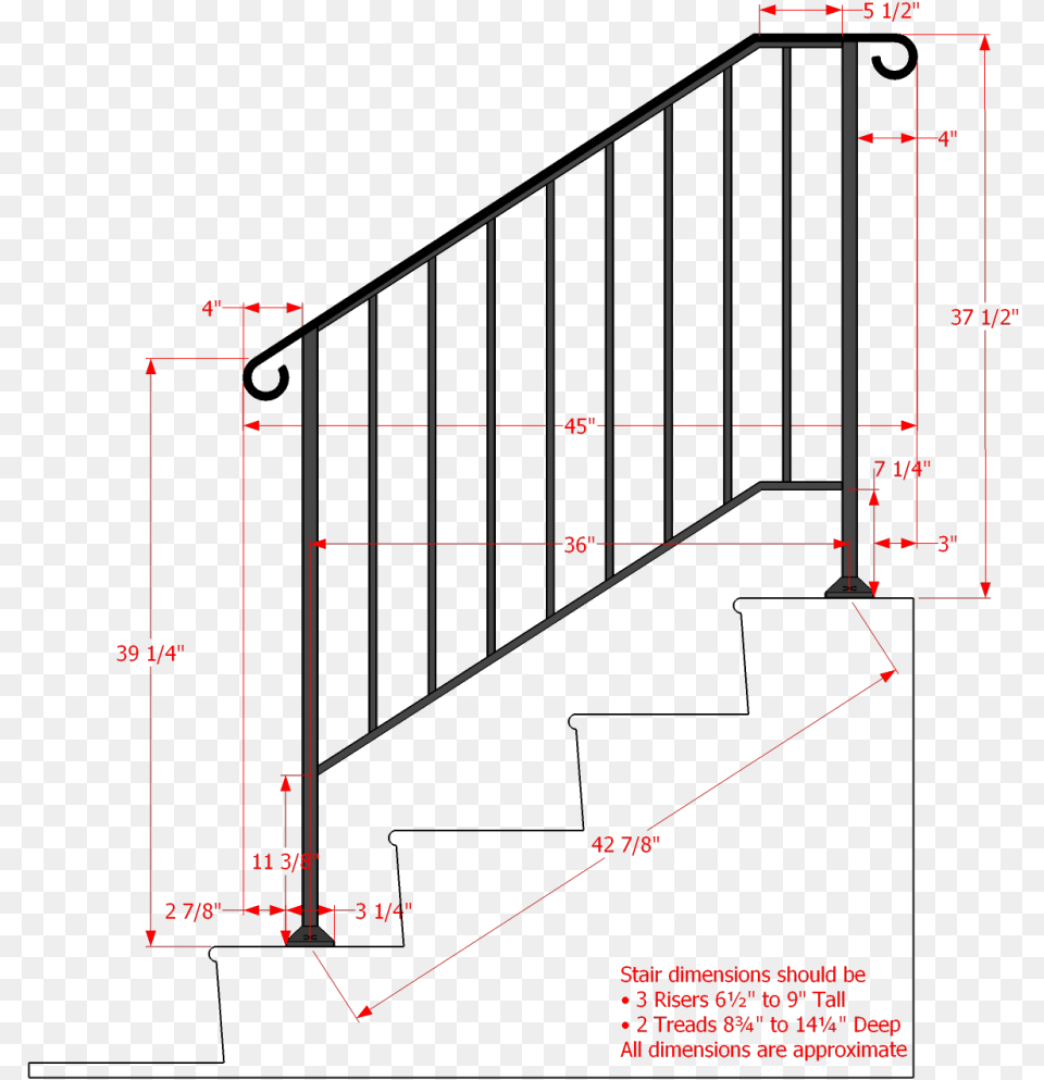 Dimensions Of Handrail For Stairs, Fence, Architecture, Building, House Free Transparent Png