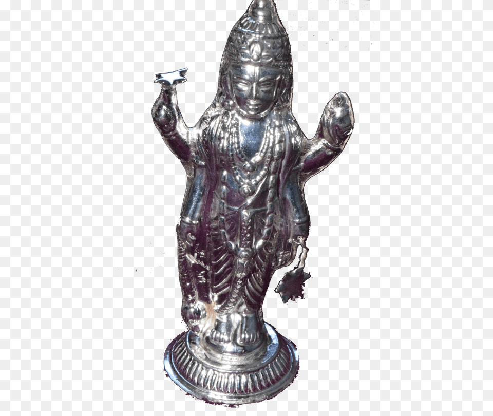 Dimentional Statue Of Lord Vishnu Made Out Of Sterling Bronze Sculpture, Figurine, Person, Silver Free Transparent Png