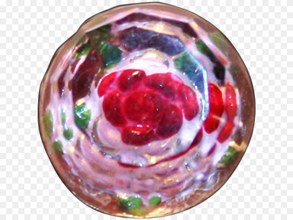 Diminutive Faceted Glass Ball Button With Rose Inside, Accessories, Gemstone, Jewelry, Sphere Png Image