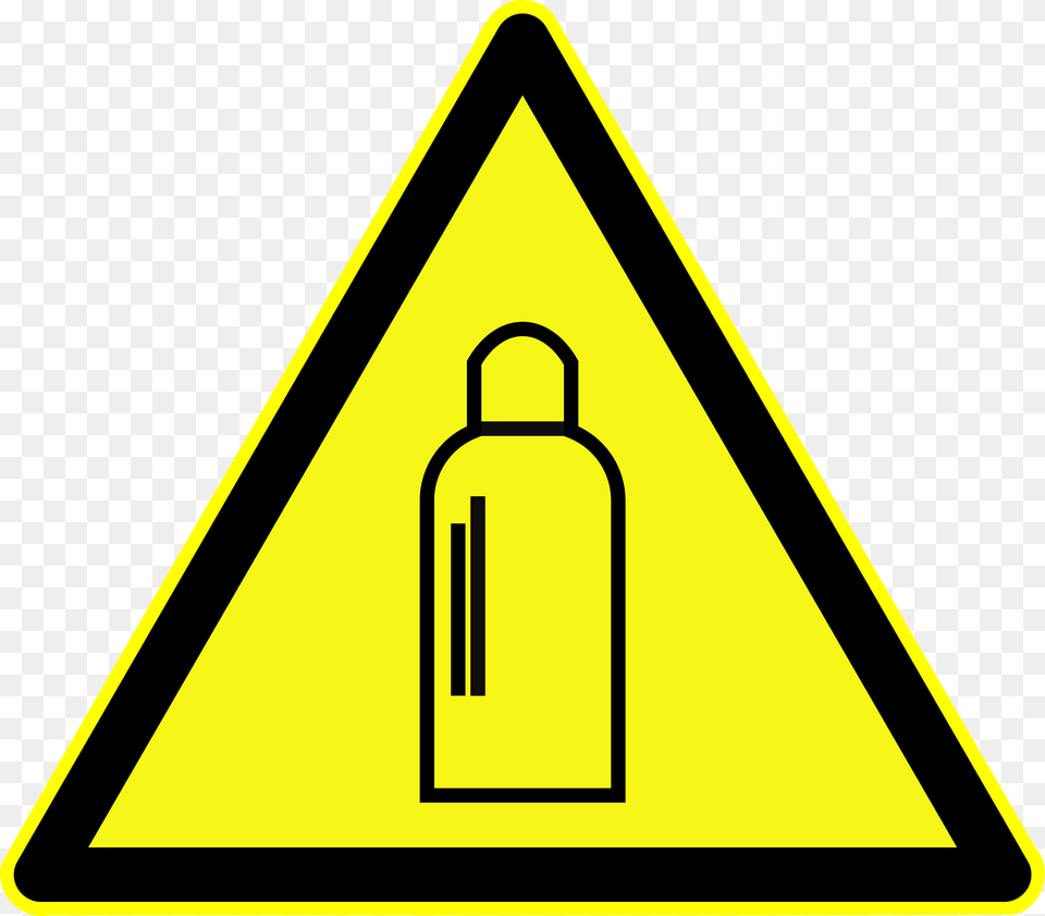 Din 4844 2 Warnung Vor Gasflaschen D W019 Clipart, Sign, Symbol, Triangle Png Image