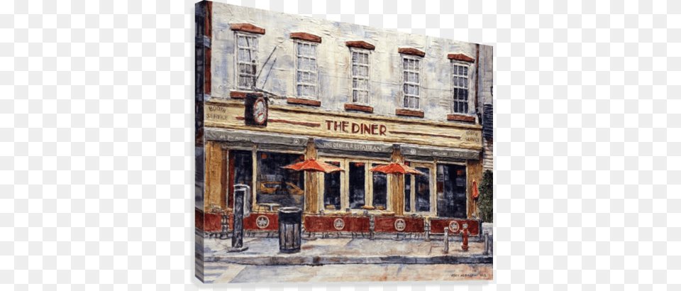 Diner On West 14th Street Canvas Print Joey Agbayani, Urban, Road, City, Restaurant Png