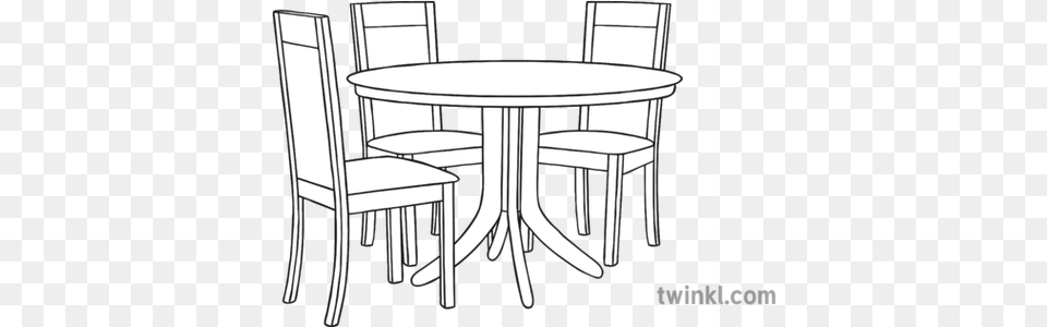 Dining Table And 3 Chairs Black Chair Table Black And White, Architecture, Building, Dining Room, Dining Table Free Png