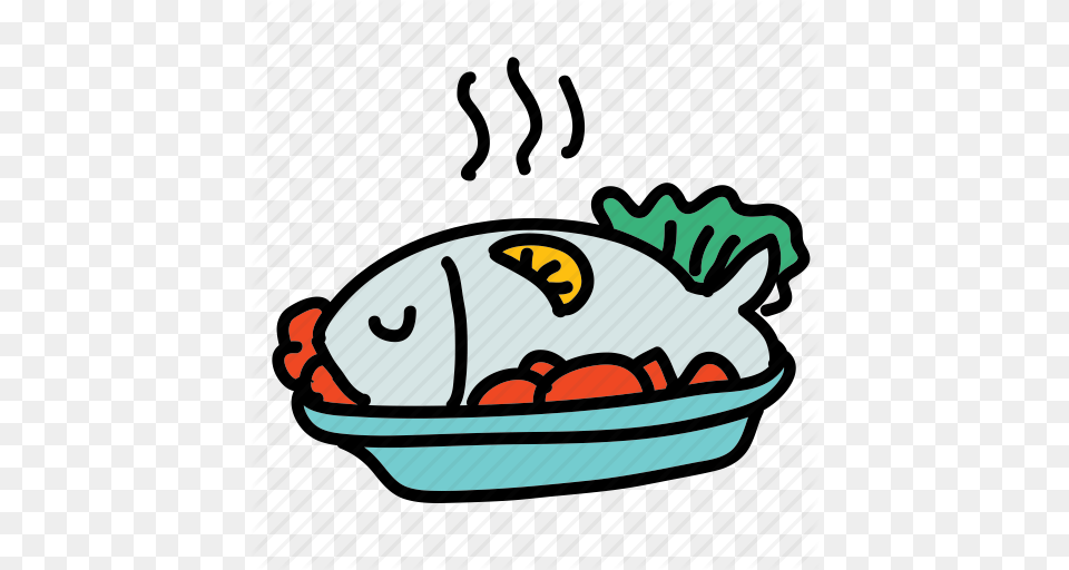 Dinner Dish Fish Food Lemon Lettuce Meal Icon, Lunch Png