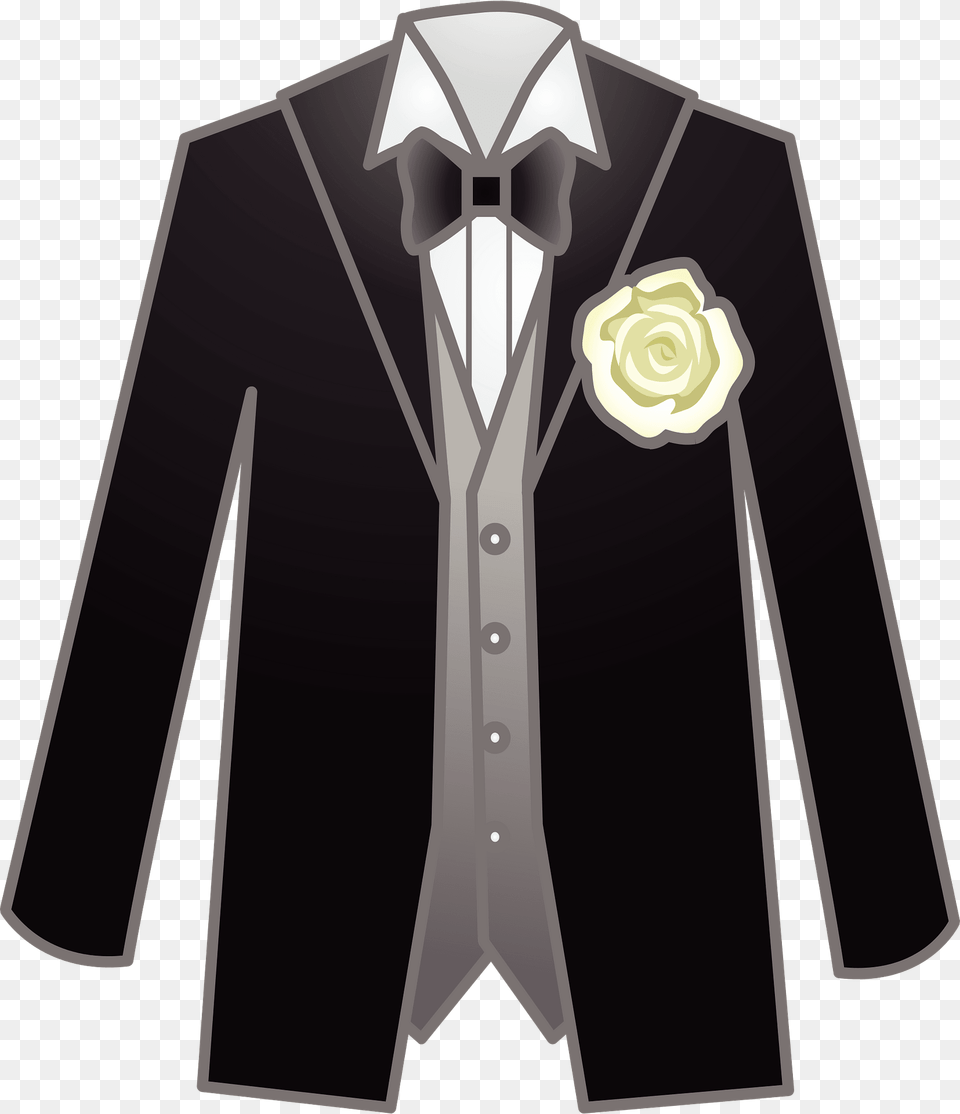 Dinner Jacket Vest White Shirt Bowtie And Corsage Clipart, Accessories, Tie, Suit, Tuxedo Free Png Download