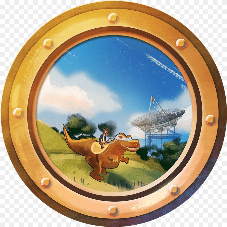 Dino By The Dish Porthole By Louie Zong Via Artcorgi Circle, Window, Person Free Png