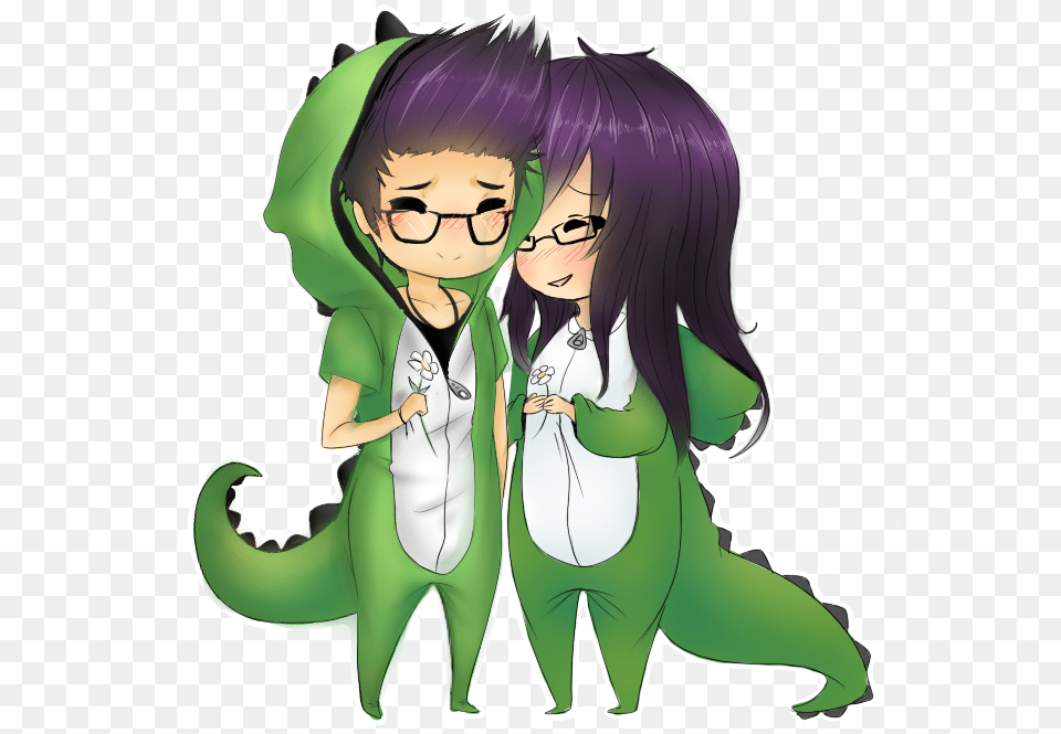 Dino Couple Anime Couple In Onesies, Book, Comics, Publication, Adult Free Transparent Png