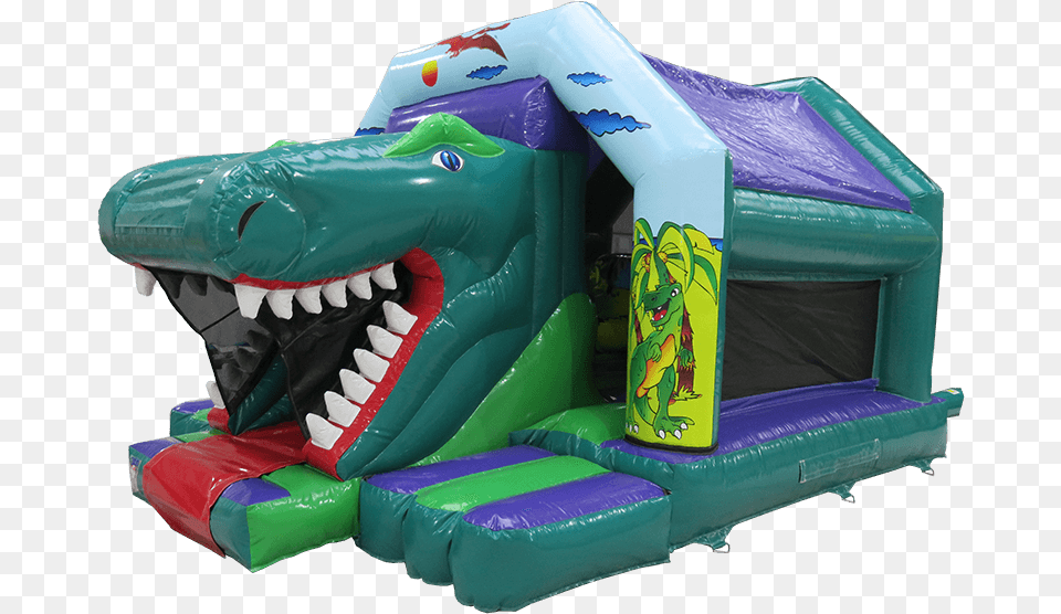 Dino Front Slide Bouncer Inflatable, Animal, Fish, Sea Life, Shark Free Png