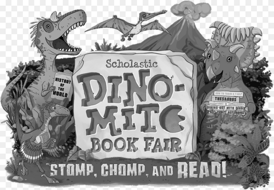 Dino Mite Large Logo Scholastic Dino Mite Book Fair, Comics, Publication, Head, Face Png Image