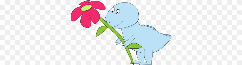 Dinosaur Clip Art, Cartoon, Plant, Flower, Smelling Png Image