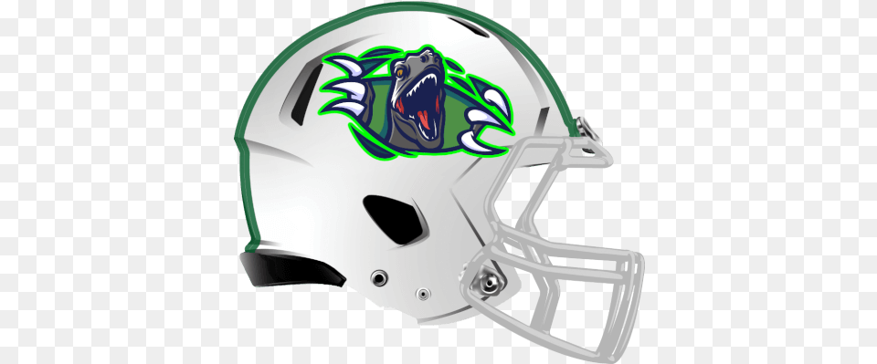 Dinosaur Fantasy Football Logo Helmet Modern Football Helmet Clipart, Crash Helmet, American Football, Person, Playing American Football Png