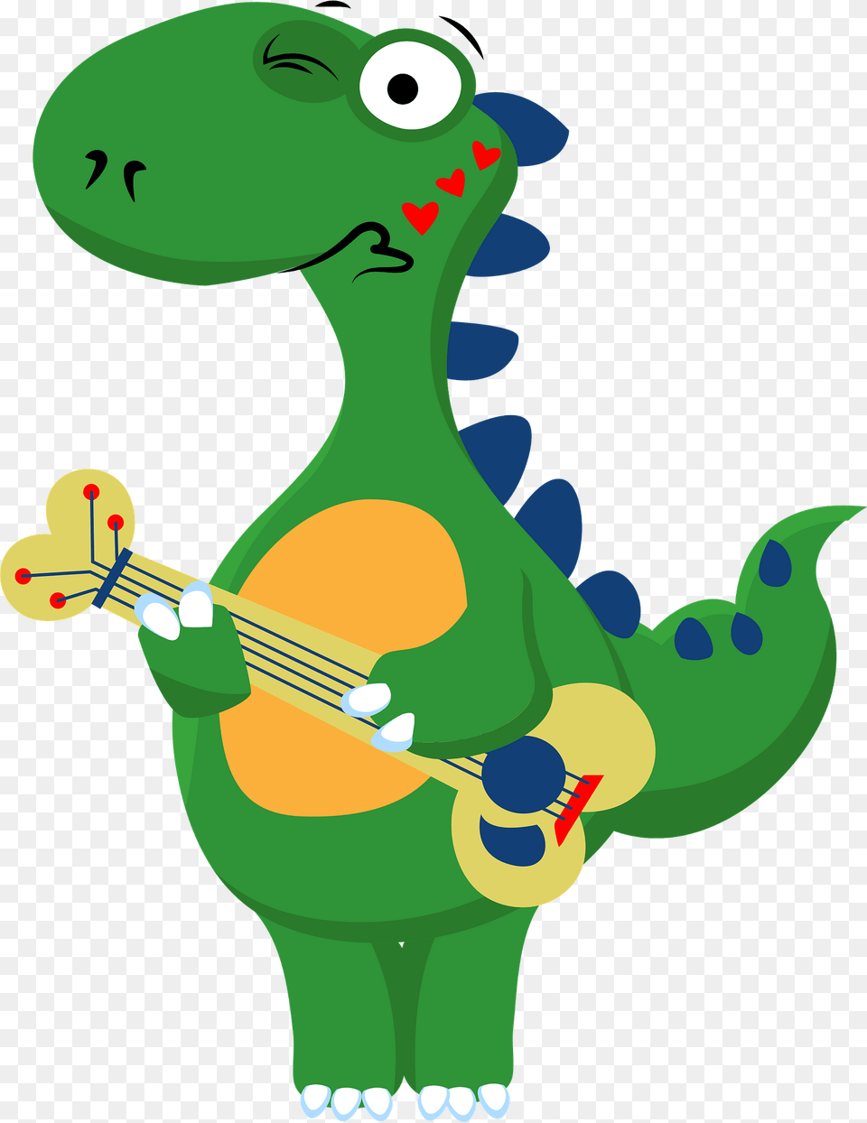 Dinosaur Playing Guitar Clipart, Cartoon, Animal, Fish, Sea Life Png Image