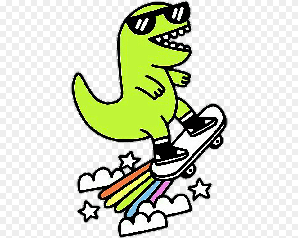 Dinosaur Tumblr Rainbow T Rex Skateboard, Art, Drawing, Person Png Image