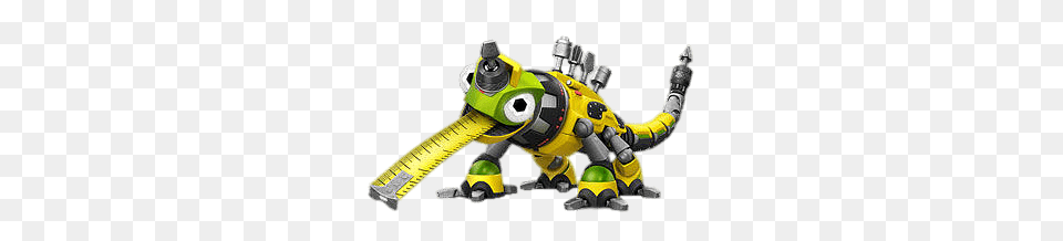 Dinotrux Character Revvit With Tape Measure Tongue, Robot, Device, Grass, Lawn Png Image