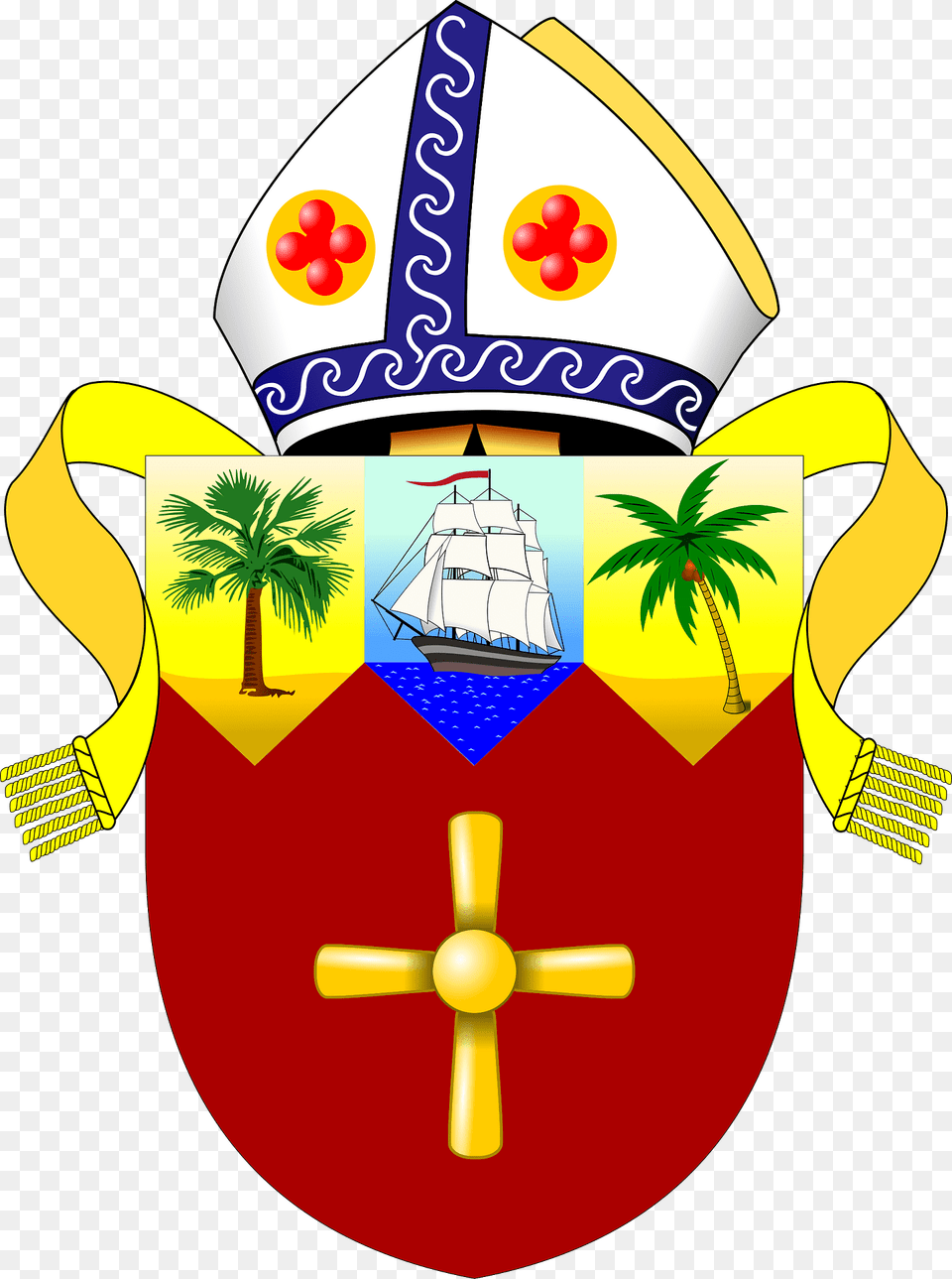 Diocese Of The Bahamas And The Turks And Caicos Islands Arms Clipart, Plant, Cross, Symbol, Boat Free Png