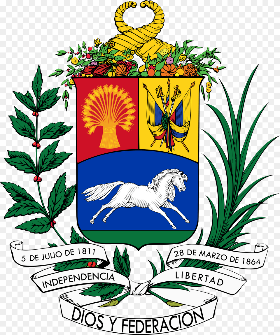 Dios Y Federacin Venezuela Coat Of Arms, Emblem, Symbol, Animal, Horse Free Transparent Png