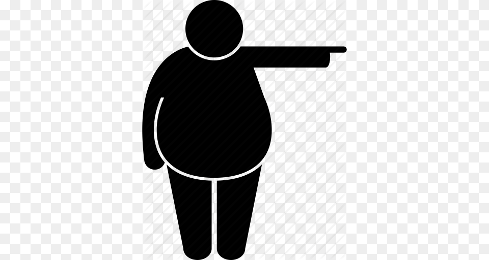 Direction Fat Man Pointing Icon, Silhouette, Clothing, Coat, Person Free Png Download