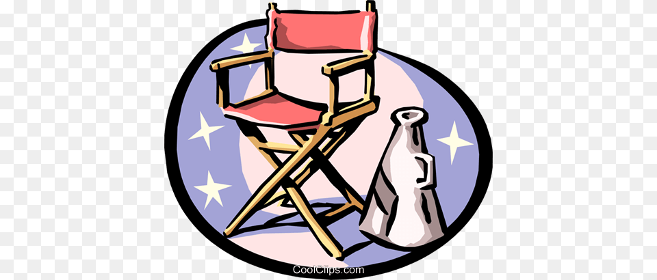 Directors Chair And Megaphone Royalty Vector Clip Art, Canvas, Furniture, Bulldozer, Machine Png Image