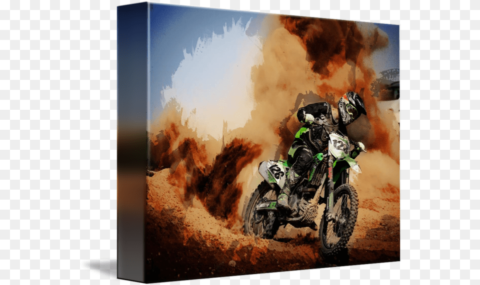 Dirt Bike In Cloud Of Dust By Elaine Plesser Motorcycle, Vehicle, Transportation, Motocross, Adult Free Transparent Png