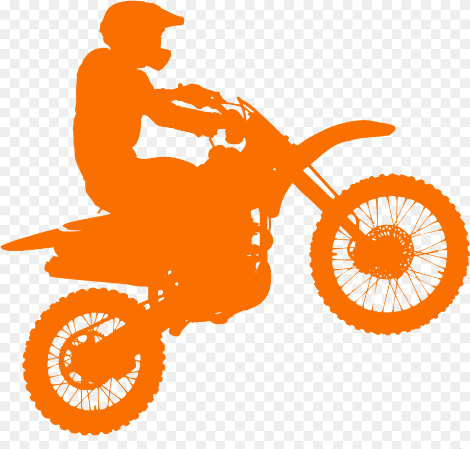 Dirt Bike Silhouette Copy Orange Dirt Bike Silhouette, Vehicle, Transportation, Motorcycle, Wheel Free Png