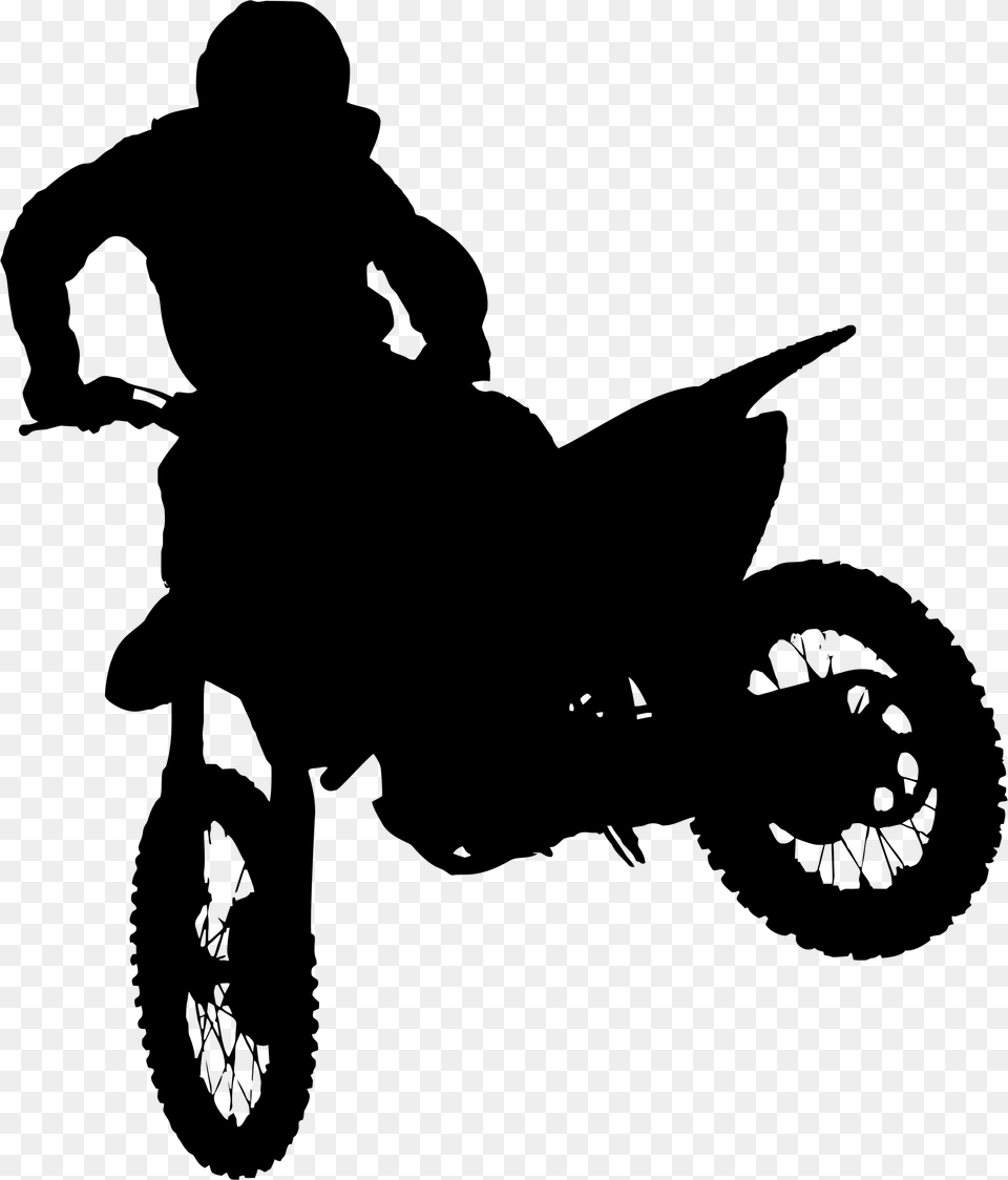 Dirt Bike Silhouette At Motocross Silhouette, Gray Png