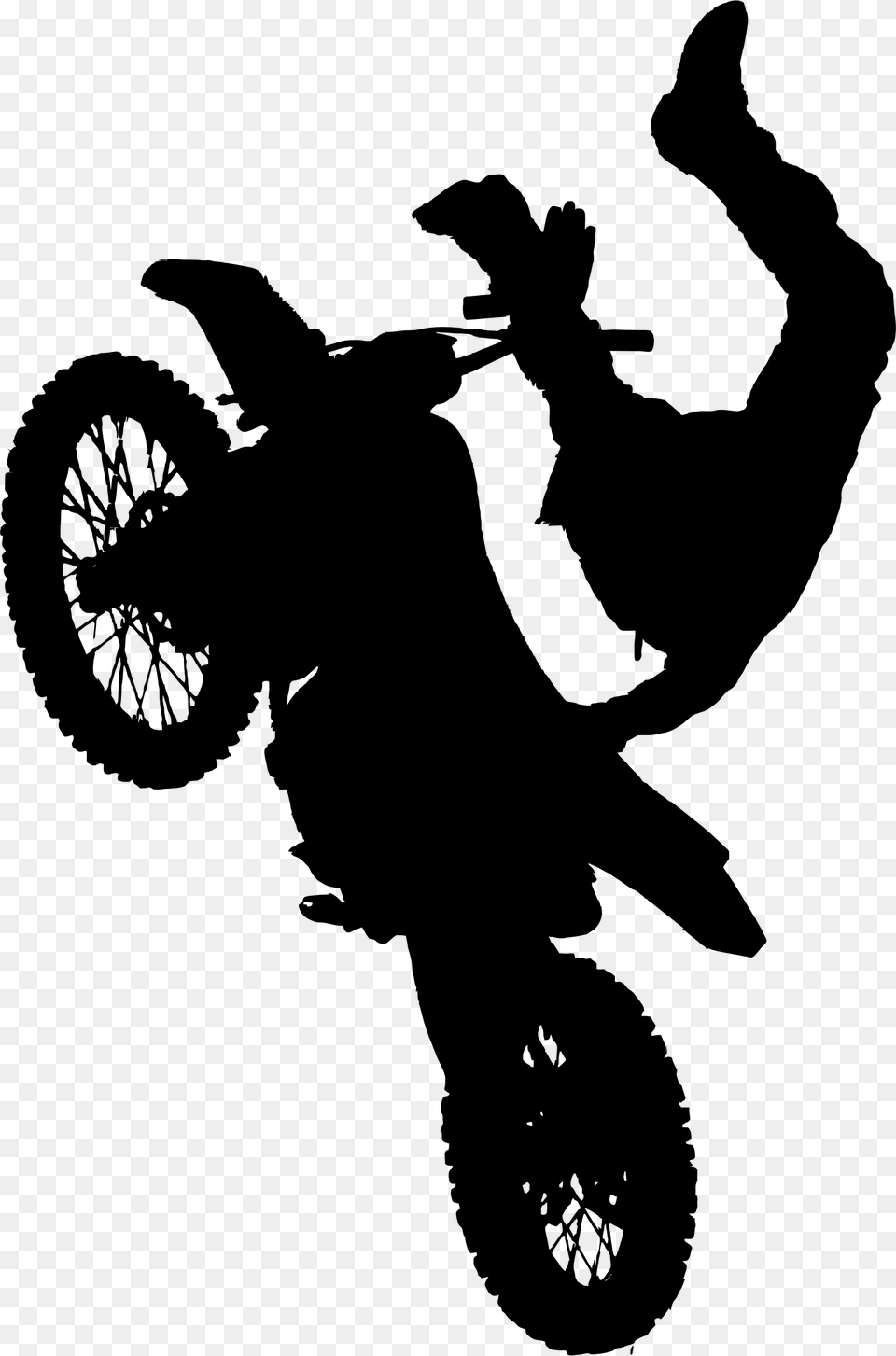 Dirt Bike Silhouette Stunt, Gray Png Image