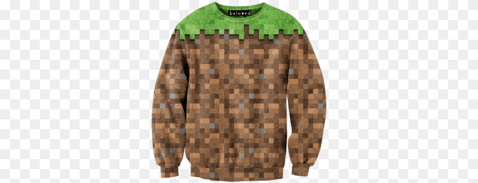 Dirt Sweatshirt Minecraft Sweater, Clothing, Knitwear, Hoodie, Adult Free Transparent Png