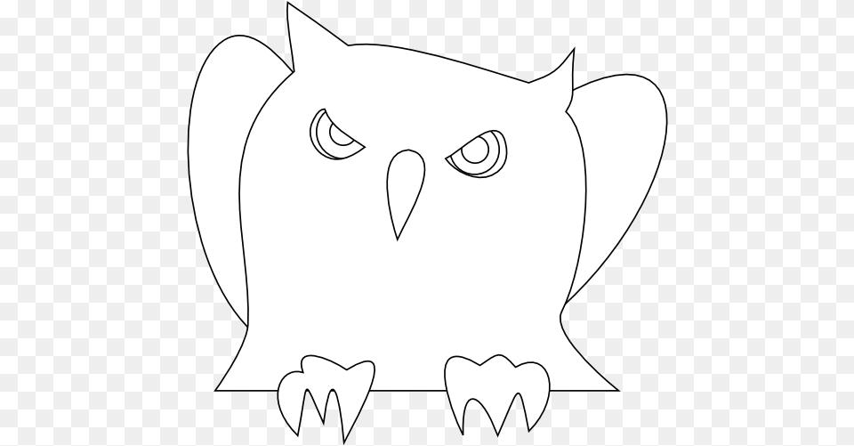 Disappointed Owl Black White Line Art Clip Art, Stencil, Animal, Fish, Sea Life Png Image