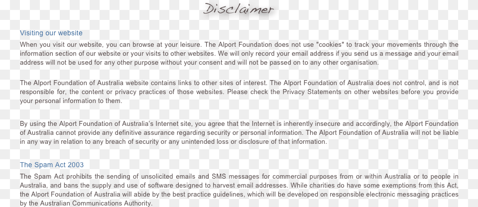 Disclaimer Visiting Our Website When You Visit Our Document, Text, Page, Letter Free Png Download
