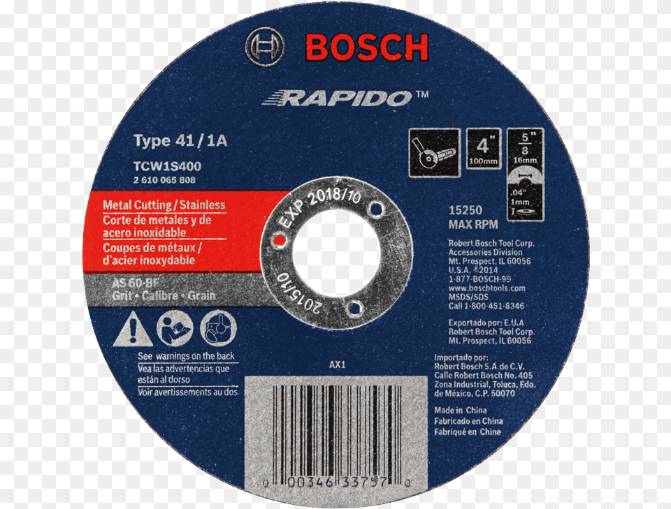 Disco Abrasivo Para Corte Rpido En Metalacero Bosch, Disk, Dvd Free Png Download