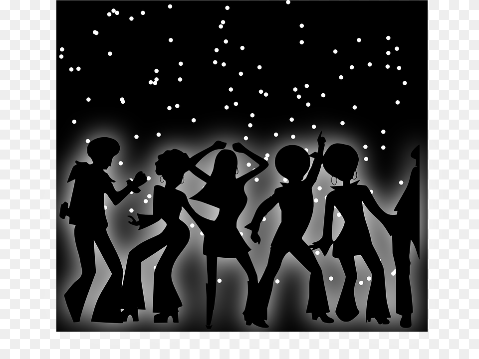 Disco Dark Dancing Lights People Silhouettes Save The Date Dance Party, Person, Group Performance, Adult, Silhouette Png Image