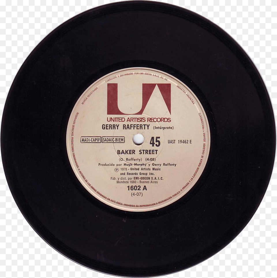 Disco De Vinilo 45 Rpm Baker Street Gerry Rafferty Phonograph Record, Disk, Dvd Free Png Download