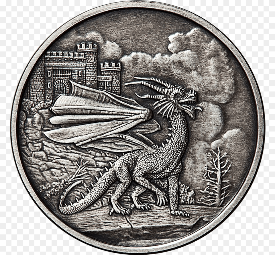 Discontinued Coin Art Silver Coins For Sale Antique Dragon, Money, Animal, Lizard, Reptile Free Png