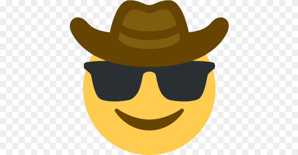 Discord Emoji Cowboy Emoji With Sunglasses, Clothing, Hat, Cowboy Hat Png Image