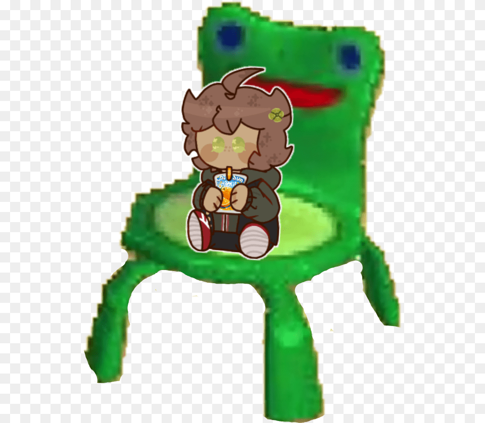 Discord Request Makoto In Da Froggy Chair Drinking A Fictional Character, Furniture, Indoors, Baby, Bathroom Free Png