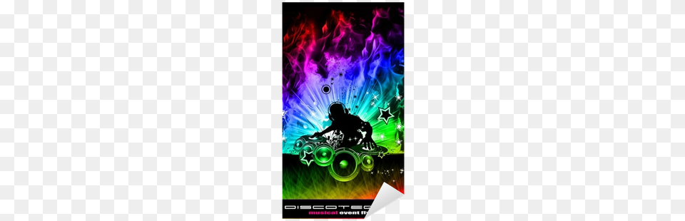 Discoteque Dj Flyer With Real Flames Sticker Pixers Dj Background, Advertisement, Art, Poster, Green Png Image