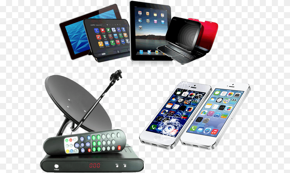 Dish Antenna With Set Top Box, Remote Control, Electronics, Phone, Mobile Phone Free Png Download