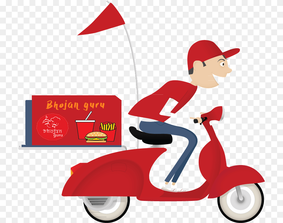 Dishes Clipart Bhojan Food Home Delivery, Burger, Vehicle, Transportation, Scooter Png