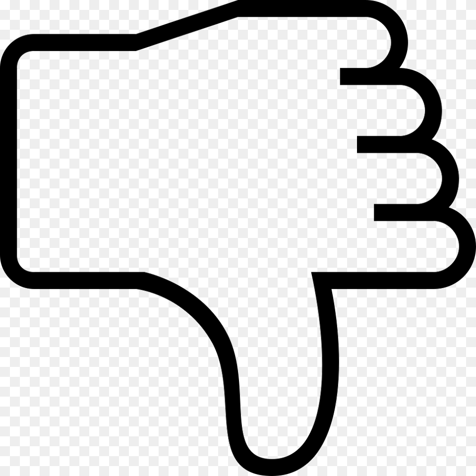 Dislike Social Interface Symbol Of Thumb Down Hand Thumb Down Outline Transparent, Clothing, Glove, Cutlery, Fork Free Png Download