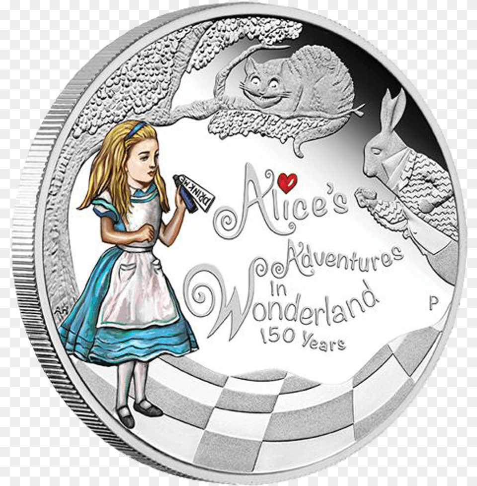 Disney Alice In Wonderland Silver Coin, Adult, Person, Woman, Female Free Png