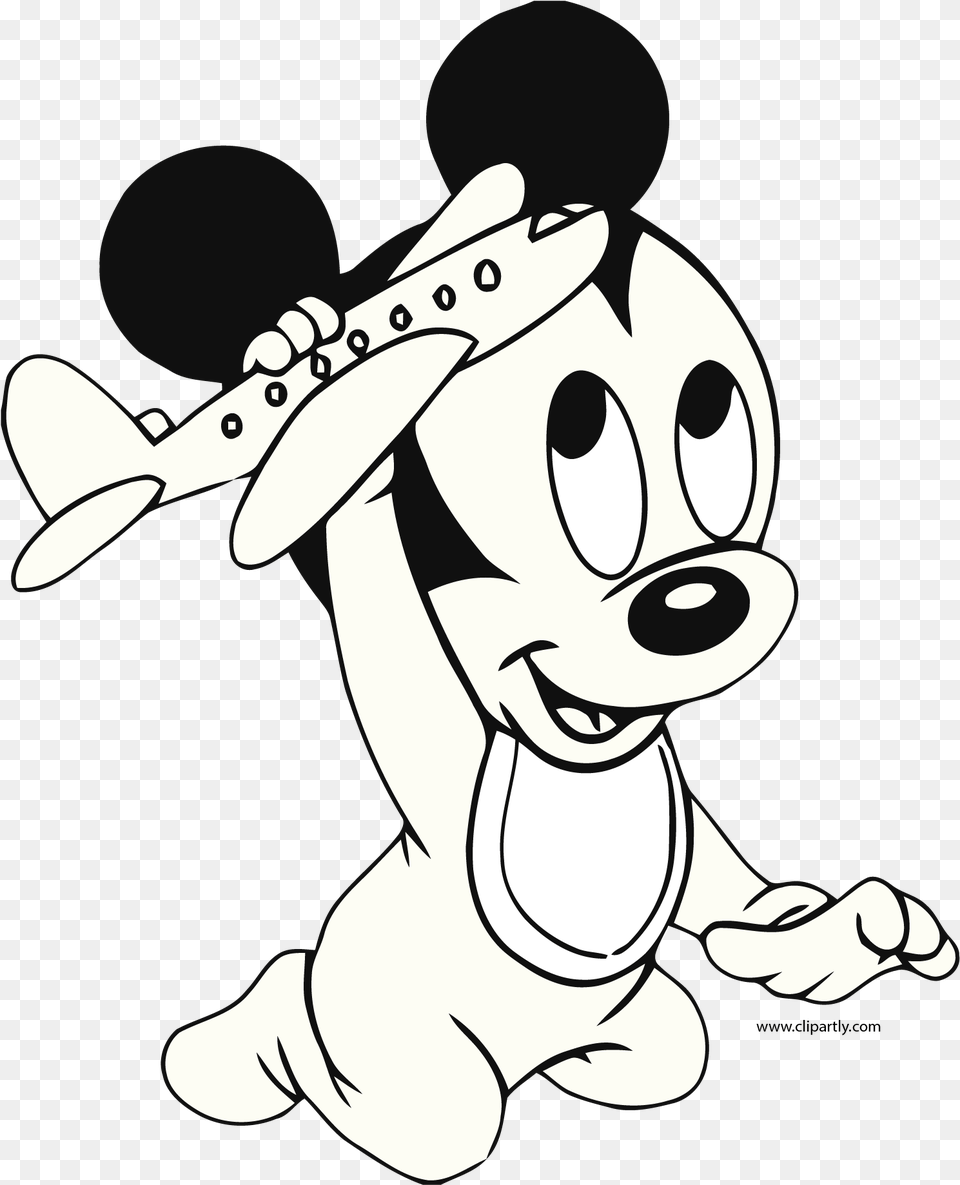 Disney Baby Mickey Mouse Picture Cartoon Black And White Disney, Person, Face, Head, Art Free Png Download