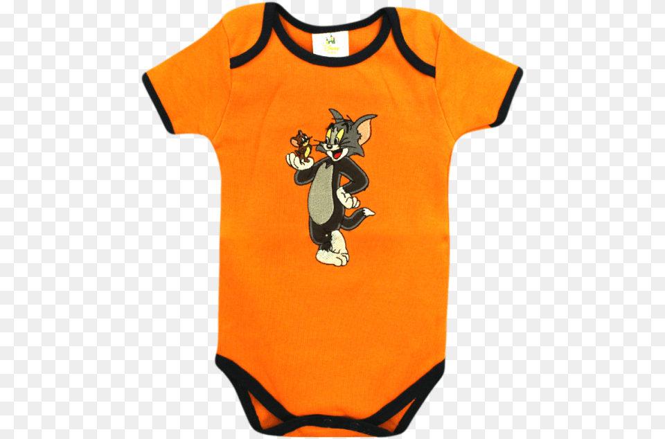 Disney Baby Tom Amp Jerry Orange Bodysuitstitle Disney Ringer T Shirt, Clothing, T-shirt, Applique, Pattern Free Png Download