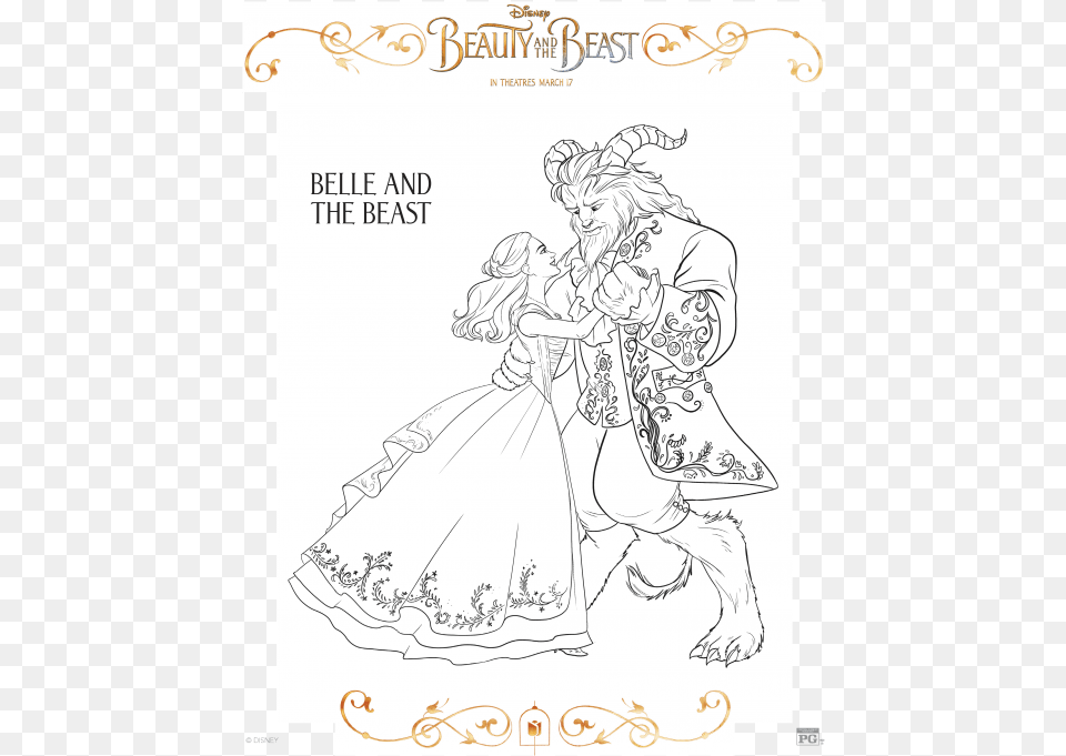 Disney Beauty And The Beast 2017 Coloring Pages, Book, Comics, Publication, Person Png