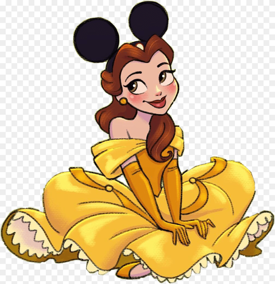Disney Belle Mickeyears Cute Drawing Cute Drawings Of Princess Belle, Baby, Person, Cartoon, Face Png Image