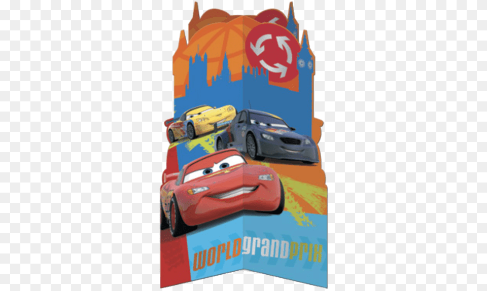 Disney Cars 3d Foil Centrepiece Sports Car, Advertisement, Vehicle, Transportation, Tire Png Image