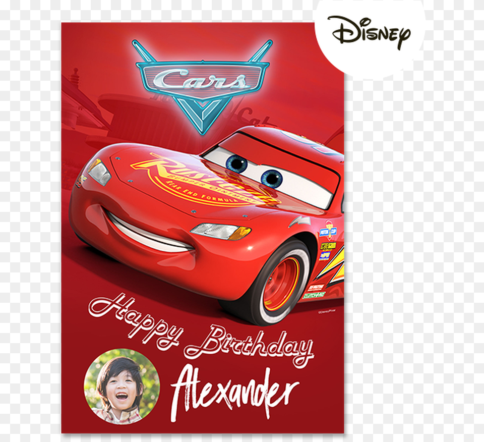 Disney Cars Red Speed Sports Car, Advertisement, Poster, Baby, Person Png Image