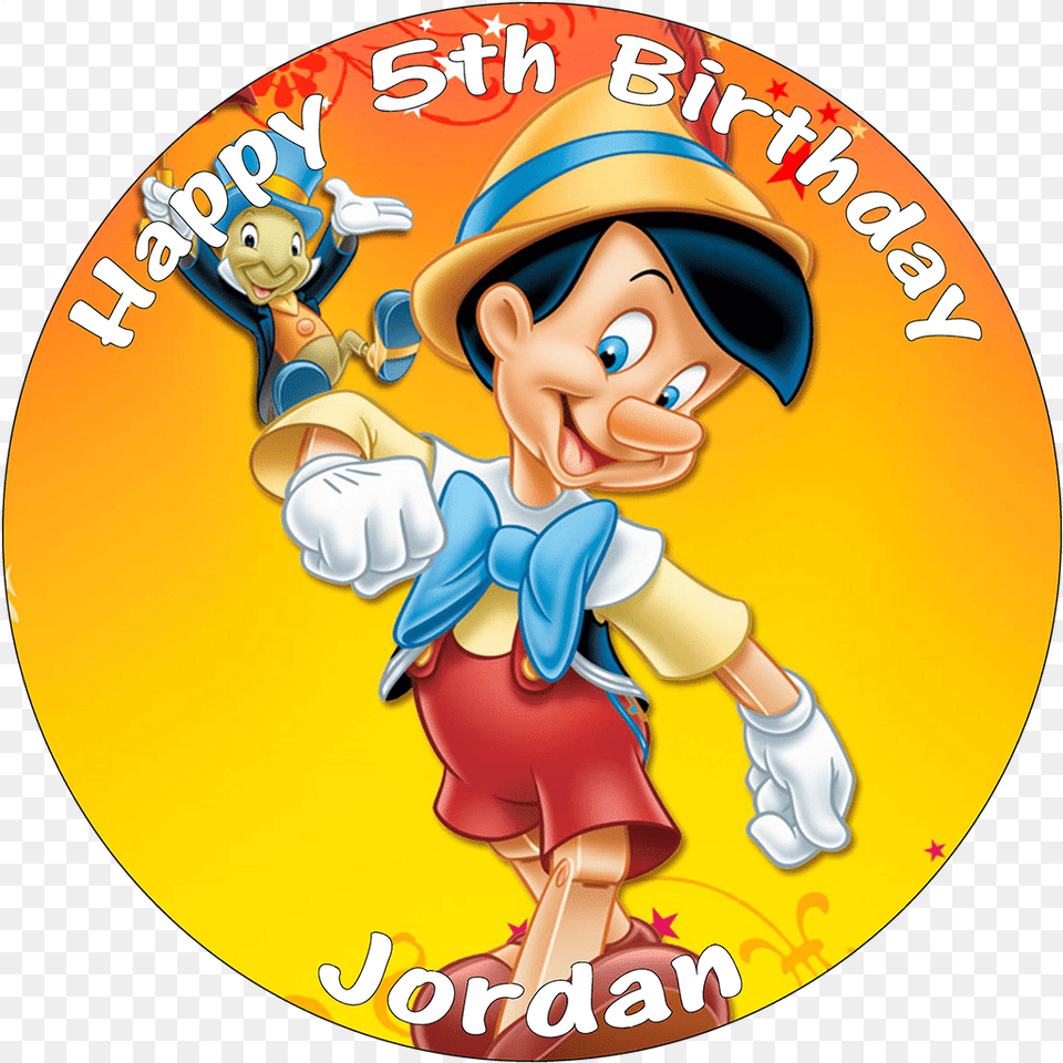 Disney Cartoon Characters Happy Birthday Pinocchio, Baby, Person, Face, Head Free Png Download