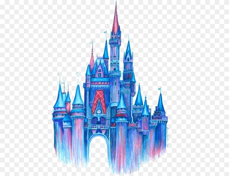 Disney Castle Art Magic In The Air Print Colorful Drawing Drawing Disney Castle, Architecture, Building, Fortress, Spire Png Image