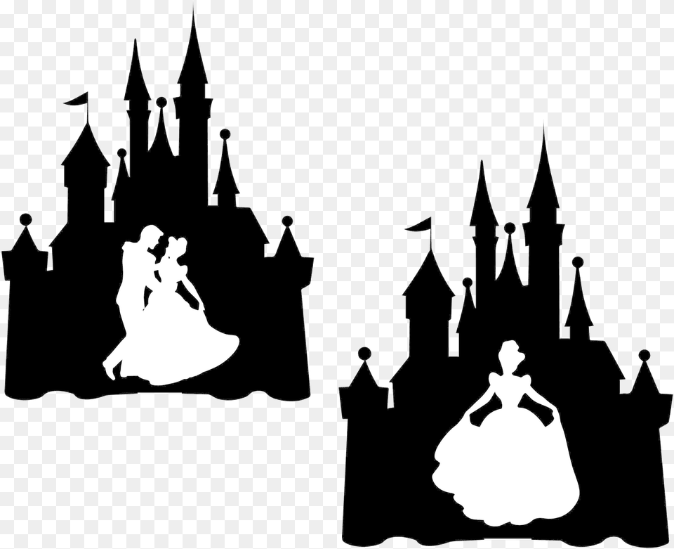 Disney Castle Ideas Clipart Off Print Tapete Cinderella Castle Silhouette, Stencil, Adult, Wedding, Person Free Transparent Png